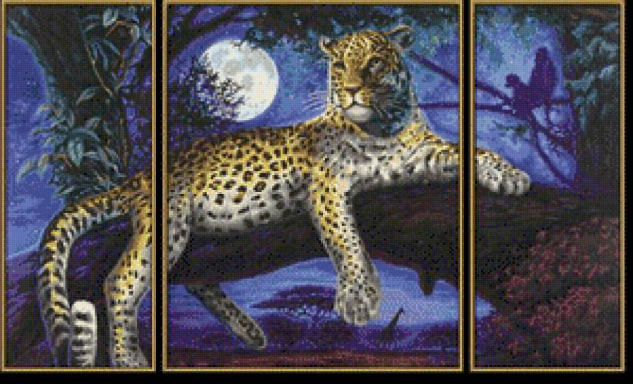 триптих леопард - животные - предпросмотр