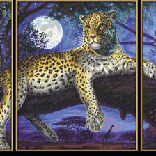 Схема вышивки «триптих леопард»
