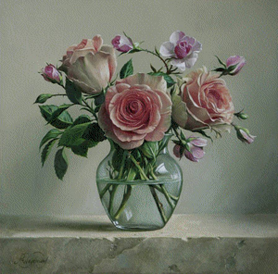 Букет роз - живопись, букет, розы, цветы - предпросмотр