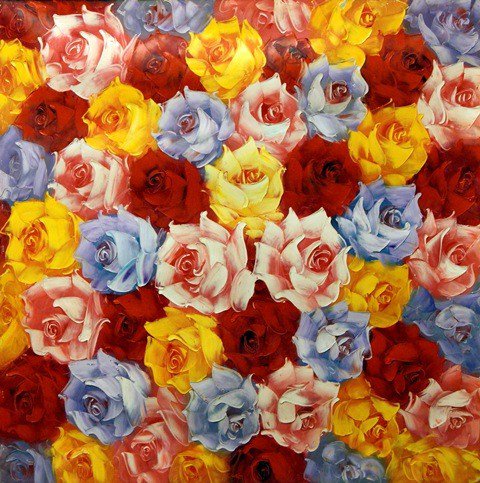 подушка с розами - живопись, краски, розы, подушка - оригинал