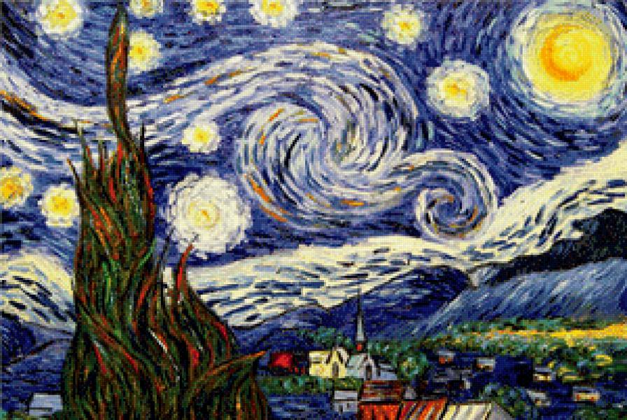 Звёздная ночь (Ван Гог) - ночь, экспрессионизм, звезды, ван гог, живопись - предпросмотр