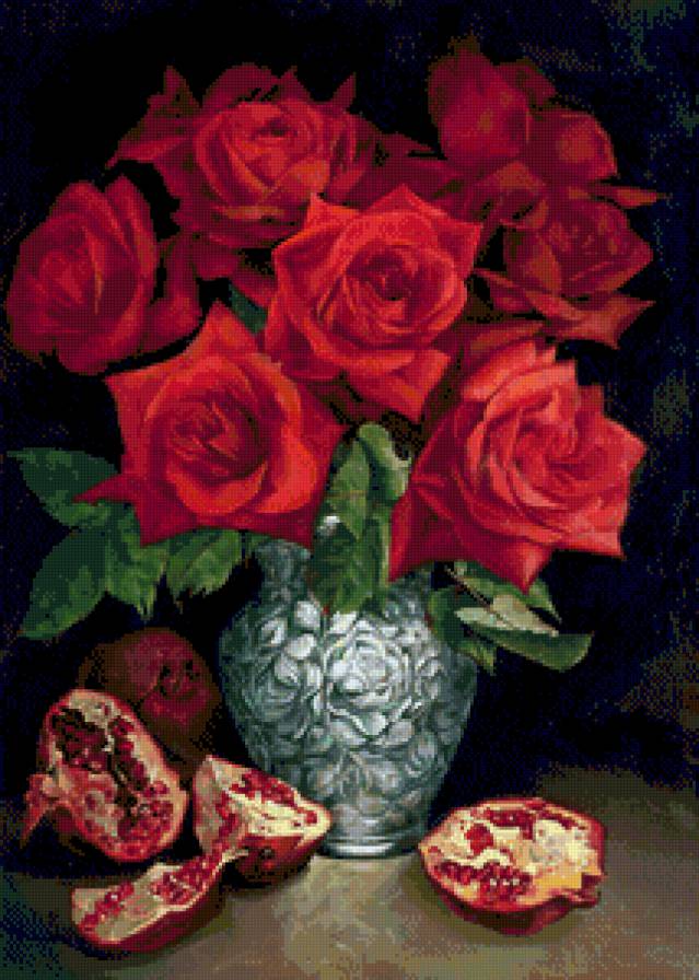 красные розы - картина цветы - предпросмотр