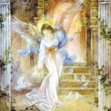 Оригинал схемы вышивки «ангел с голубями» (№629190)