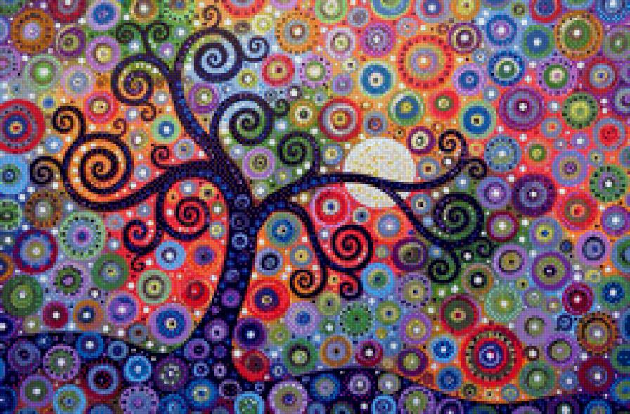 Дерево - дерево, абстракт, рисунок, радуга - предпросмотр