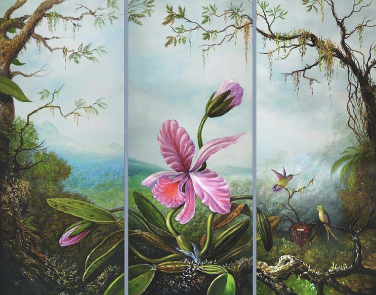 Триптих орхидея - джунгли, триптих, орхидея, цветы - оригинал