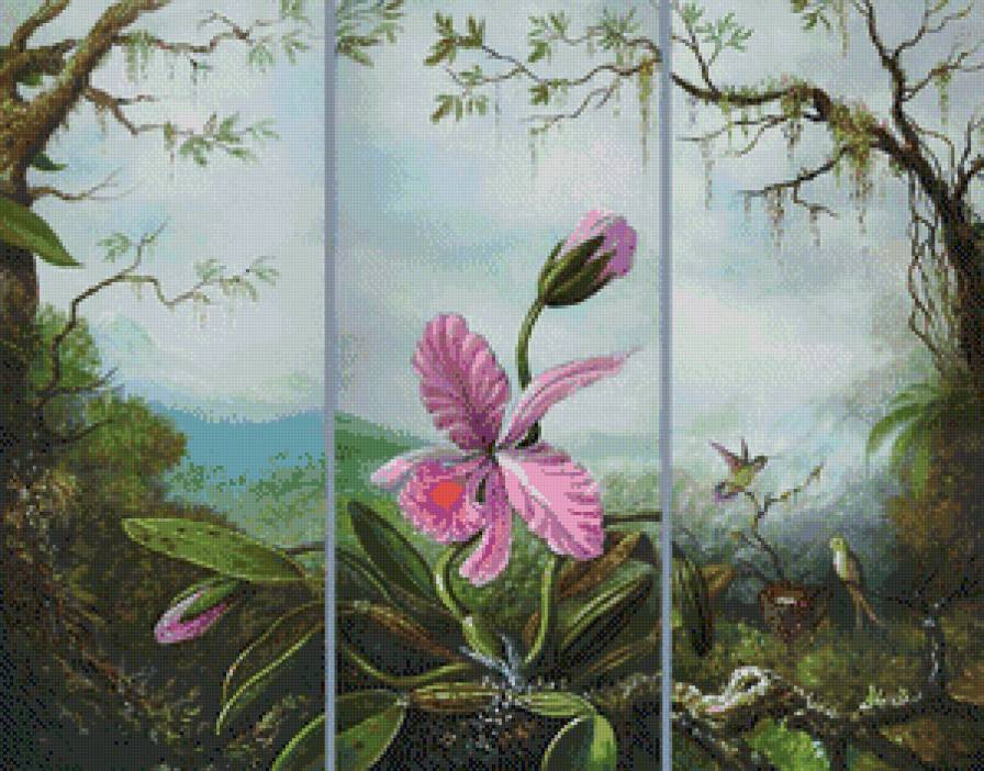 Триптих орхидея - джунгли, орхидея, триптих, цветы - предпросмотр