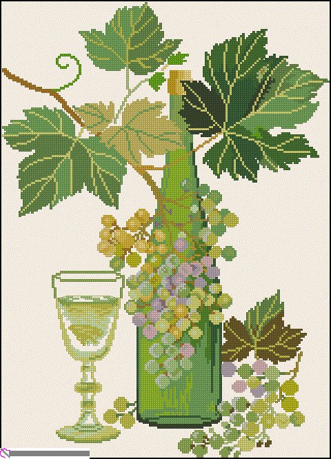 натюрморт - виноград, вино - оригинал