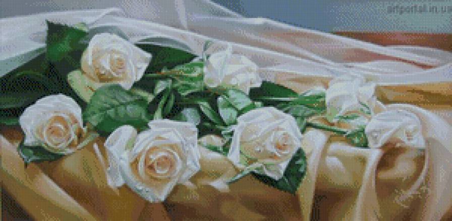 белые розы - цветы, розы, букет - предпросмотр