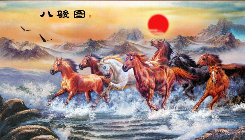 лошади у моря - картина лошади - оригинал