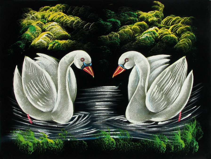 Лебеди - река, ночь, птицы - оригинал