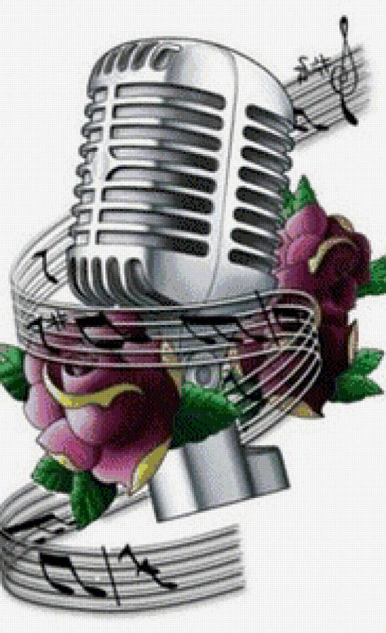 Цветочный микрофон - ноты, микрофон, песня, цветы, музыка - предпросмотр