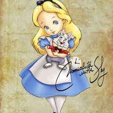 Оригинал схемы вышивки «Алиса и кролик» (№632405)