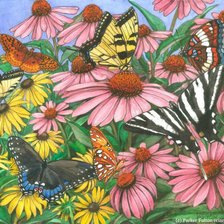 Оригинал схемы вышивки «цветы и бабочки» (№632657)