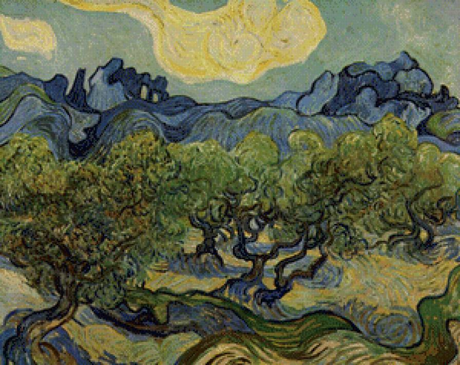 Ван Гог - пезаж, деревья, ван гог, живопись - предпросмотр