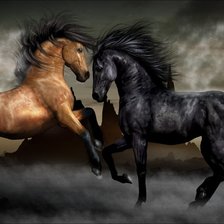 Оригинал схемы вышивки «Танец лошадей» (№633080)