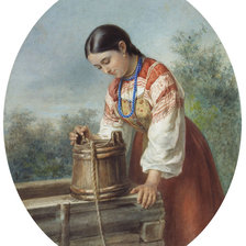 Оригинал схемы вышивки «Девушка у колодца» (№633188)