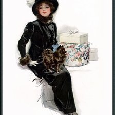 Оригинал схемы вышивки «дама с собачкой» (№636217)