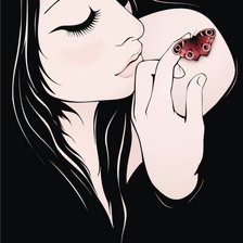 Оригинал схемы вышивки «Девушка с бабочкой» (№636492)