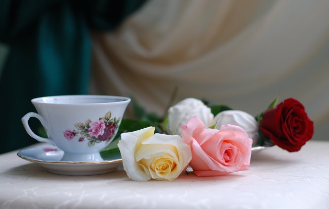 серия "кухня" - кухня.чашка.цветы.розы.чай - оригинал