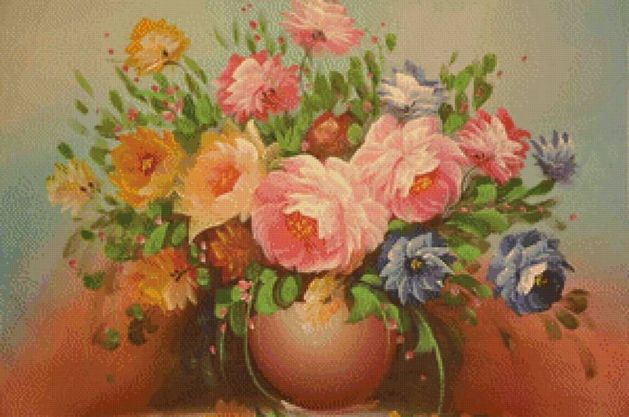 букет в вазе - ваза, кухня, акварель, цветы, букет, живопись - предпросмотр