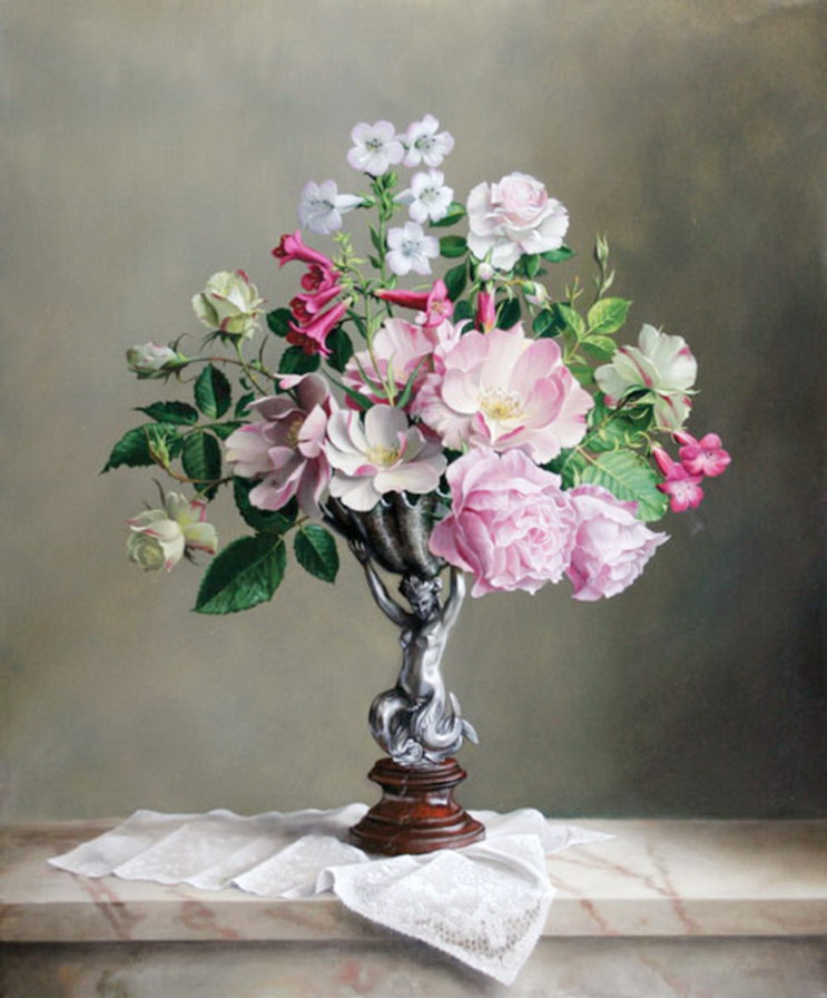 букет цветов - цветы, букет, акварель, ваза, живопись - оригинал