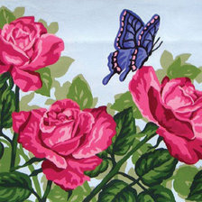 Оригинал схемы вышивки «Бабочка и розы» (№640169)