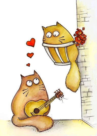 Влюбленные коты 1 (триптих) - коты, песня, любовь - оригинал