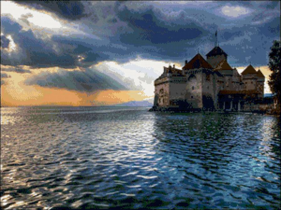 Шильонский замок Швейцария - замок на воде, шильенский замок, замок, швейцария, пейзаж - предпросмотр