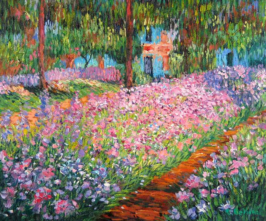 Artist's Garden at Giverny - картина, искусство, моне - оригинал