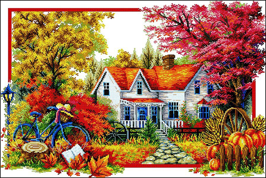 Дачный домик - дача, пейзаж, осень, домик - оригинал