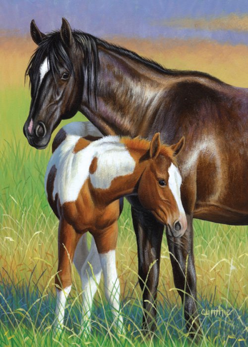мамочка с малышом - картина лошади - оригинал