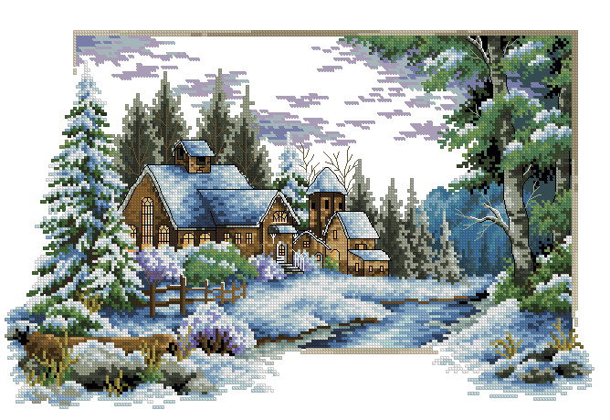 домик в лесу - природа, домик, пейзаж, зима - оригинал