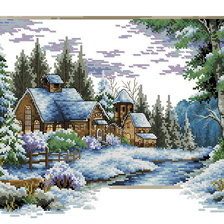 Оригинал схемы вышивки «домик в лесу» (№645397)