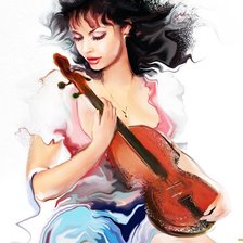 Оригинал схемы вышивки «Девушка со скрипкой» (№646668)