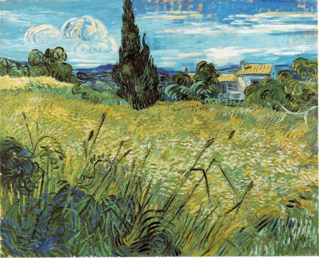 Ван Гог  Зеленое пшеничное поле с кипарасими - пшеничное поле .ван гог - оригинал