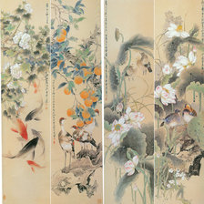 Китай, восток цветы, птицы