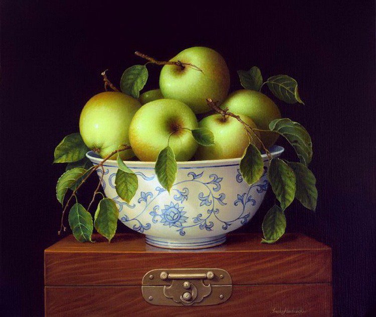 яблоки - фрукты, живопись, яблоки, кухня, еда, натюрморт - оригинал