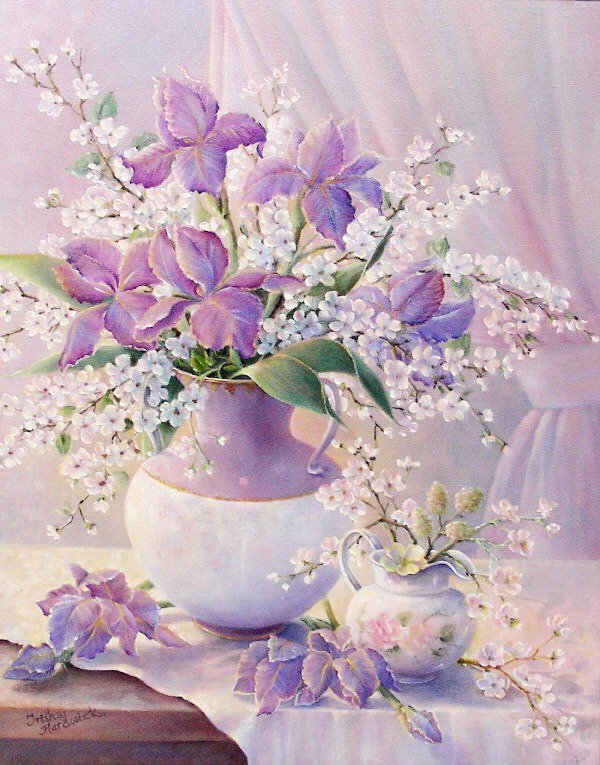 нежный букет - букет, нежность, весна, ваза, живопись, цветы - оригинал