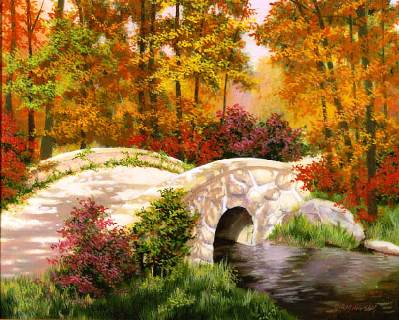 осень - пейзаж, лес, природа, осень, река, картина - оригинал