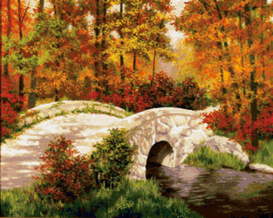 осень - осень, картина, лес, природа, река, пейзаж - предпросмотр