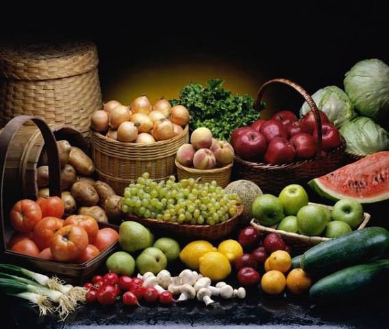 натюрморт - корзина, еда, кухня, натюрморт, овощи, фрукты - оригинал