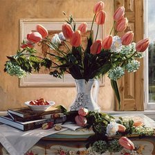 Схема вышивки «тюльпаны на столе»