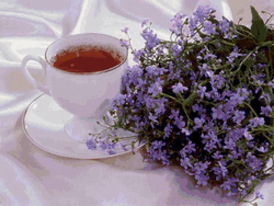Утренний чай - цветы, натюрморт, чай - предпросмотр