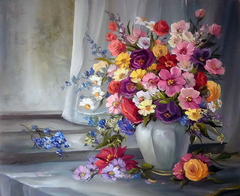 ваза с цветами - картина, живопись, цветы, ваза, букет, натюрморт - оригинал