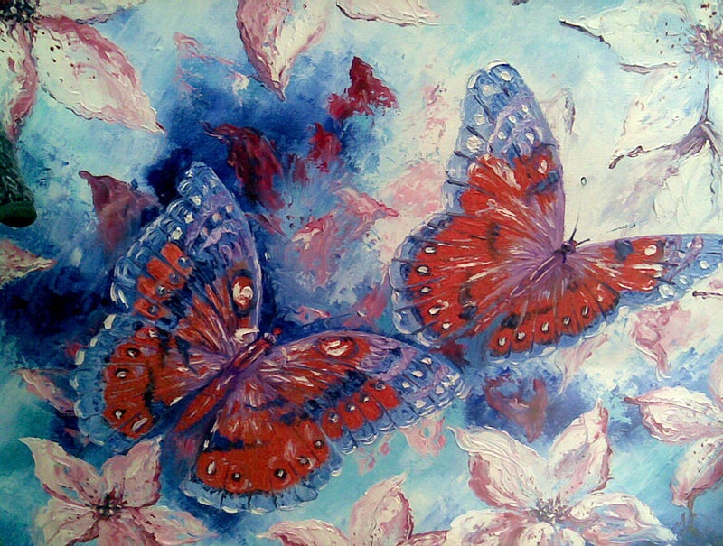 панно с бабочками - панно, арт, бабочки, цветы - оригинал