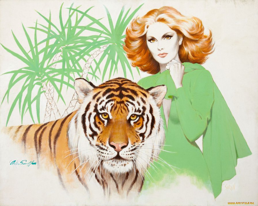 Девушка с тигром - люди, девушка - оригинал