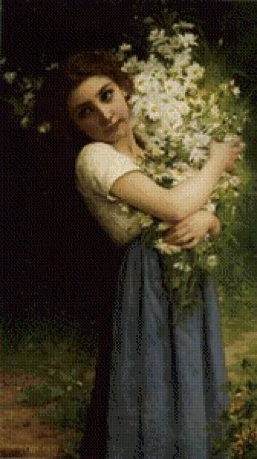 Девушка - девушка цветы картина - предпросмотр