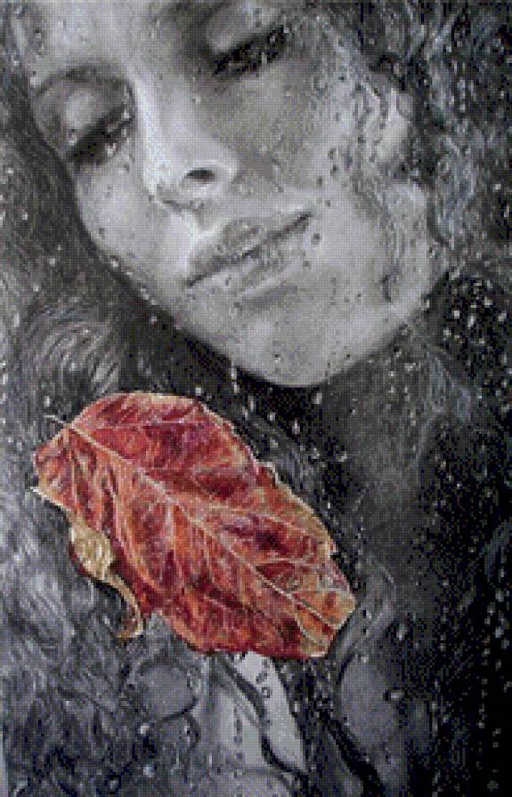 Женщина - осенний листок, капли дождя, женщина - предпросмотр
