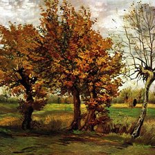 Схема вышивки «Осенний пейзаж с четырьмя деревьями (Ван Гог)»