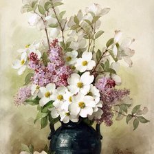 Оригинал схемы вышивки «белые цветы в вазе» (№656841)
